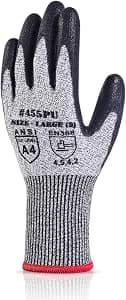 Donfri Cut Resistant Gloves High Performance Level 5 Protection Safety Work Gloves for Men Comfortable PU Coated Palm Cut Proof Gloves Gardening Food Grade Non-slip Machine Washable (L, 1)